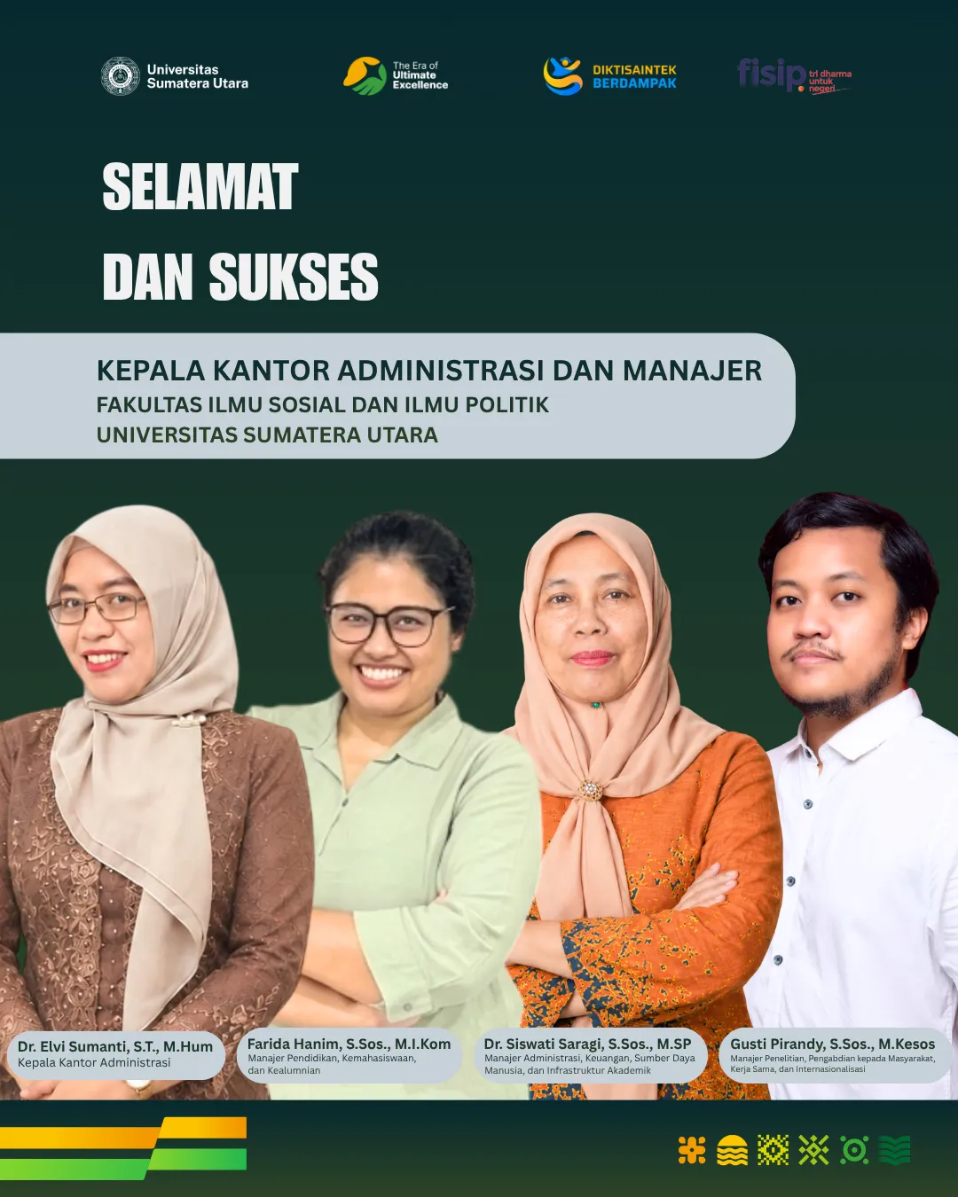 Universitas Sumatera Utara Resmikan Pengangkatan Kepala Kantor Administrasi dan Manajer Baru FISIP USU
